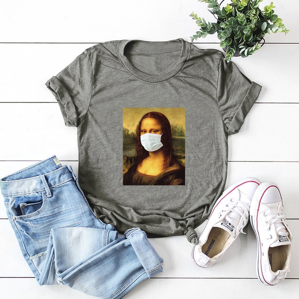 Le Masque Mona Lisa 2020 Graphic Tee Grey Art Shirt S M